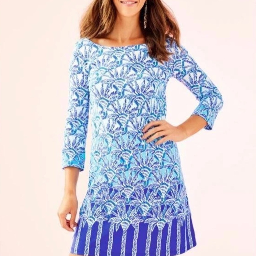 Lilly Pulitzer 3/4 Sleeve Dress Whisper Blue Print NWT Size Medium
